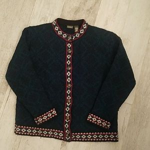LL Bean vintage Nordic cardigan sweater